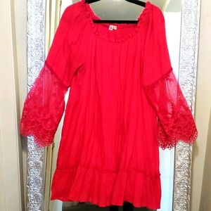 Dress pink shift bohemian dress